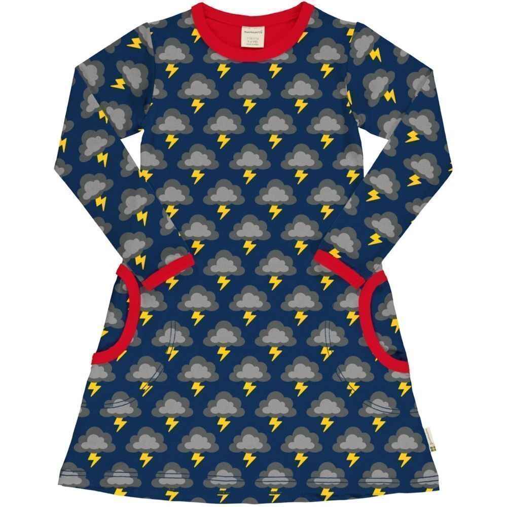 Maxomorra Lighting Storm Weather Dress Sz 110-116cm